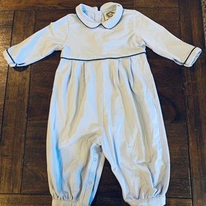 Cecil and Lou romper with navy trim